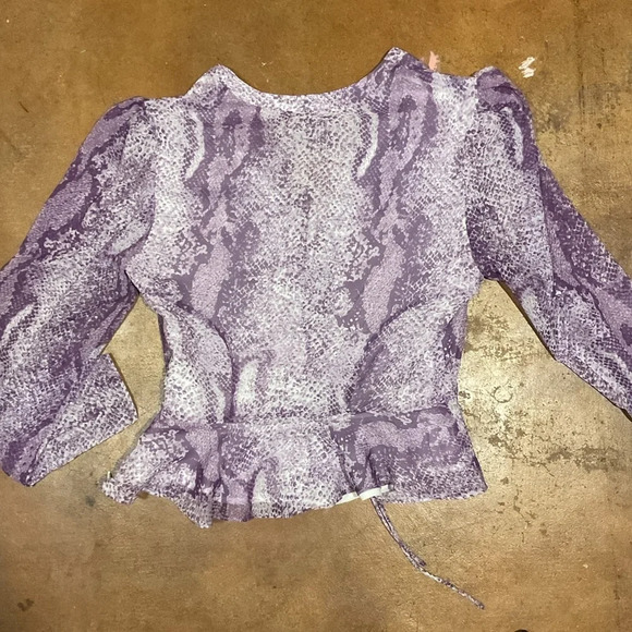 The East Order Purple Snakeskin Romantic Lace Up Peplum Blouse C8 - Picture 3 of 3